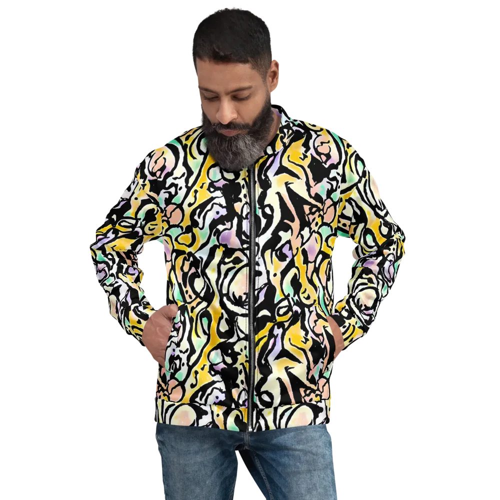 Pastel Ink Riot on Bomber Jacket — Front