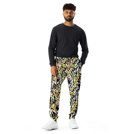 Pastel Ink Riot on a Men's Joggers