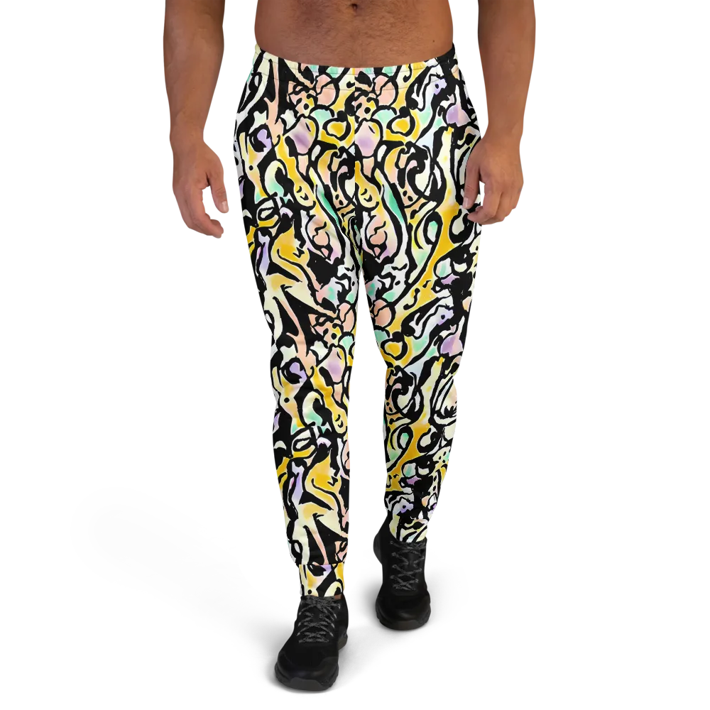 Pastel Ink Riot on Men's Joggers — Front
