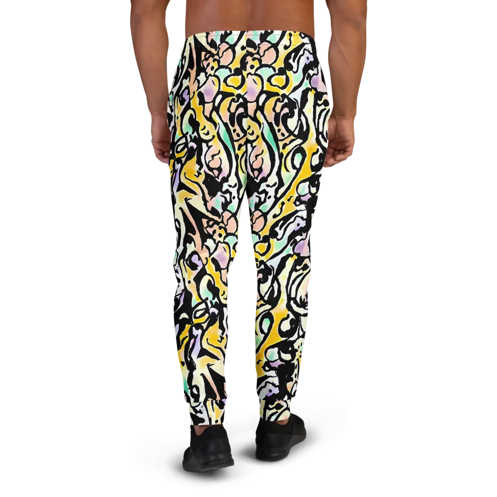 Pastel Ink Riot on Men's Joggers — Back