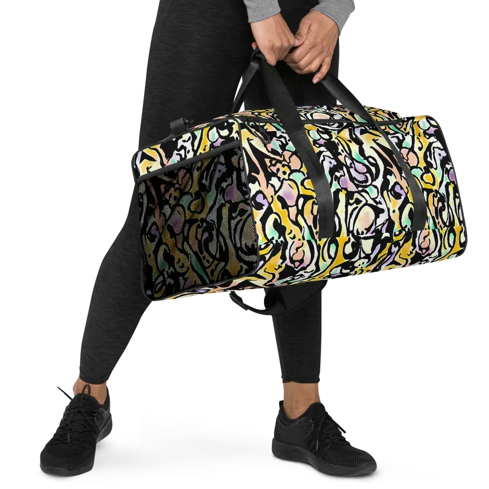 Pastel Ink Riot on Duffle Bag — Right Front