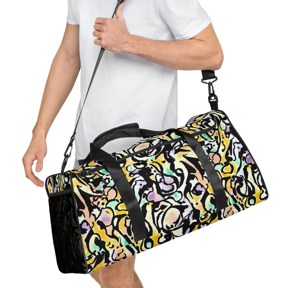 Pastel Ink Riot on Duffle Bag — Right Front