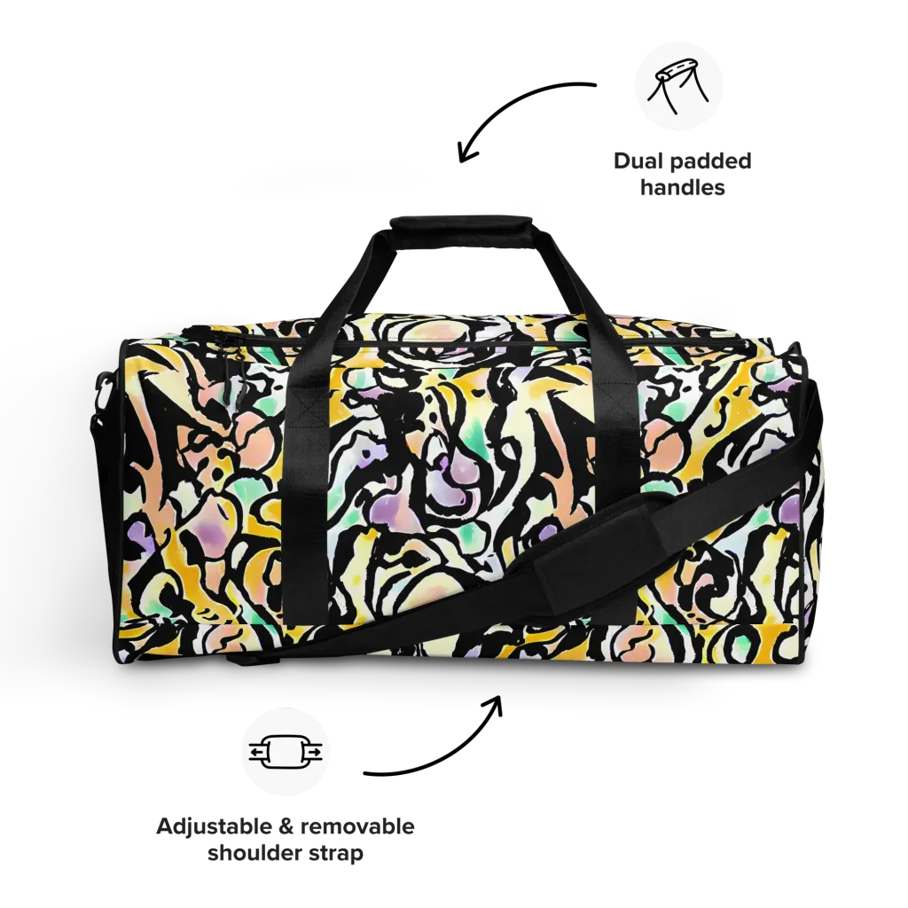 Pastel Ink Riot on Duffle Bag — Front