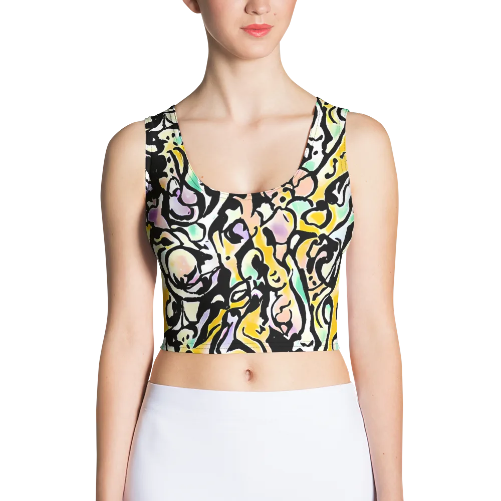 Pastel Ink Riot on Crop Top — Front
