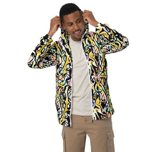 Pastel Ink Riot on a Men's Windbreaker