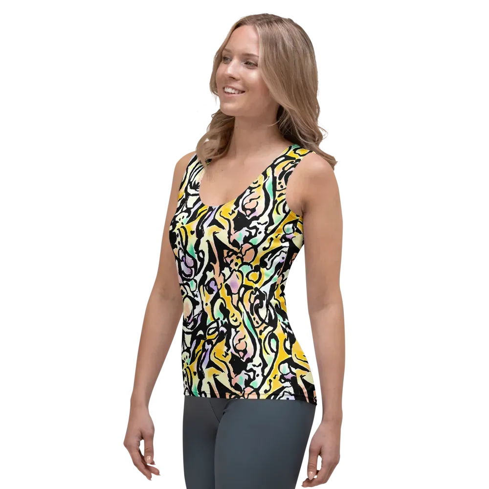 Pastel Ink Riot on Women's Tank Top — Left Front