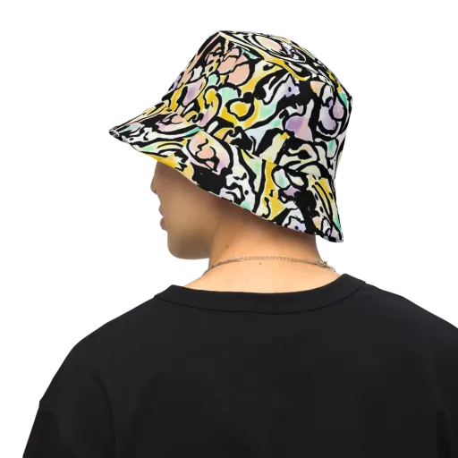 Pastel Ink Riot on a Reversible Bucket Hat