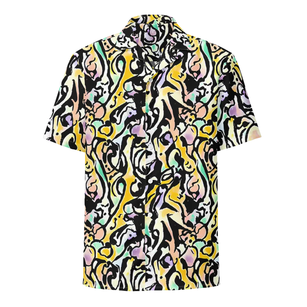Pastel Ink Riot on Button Shirt — Front