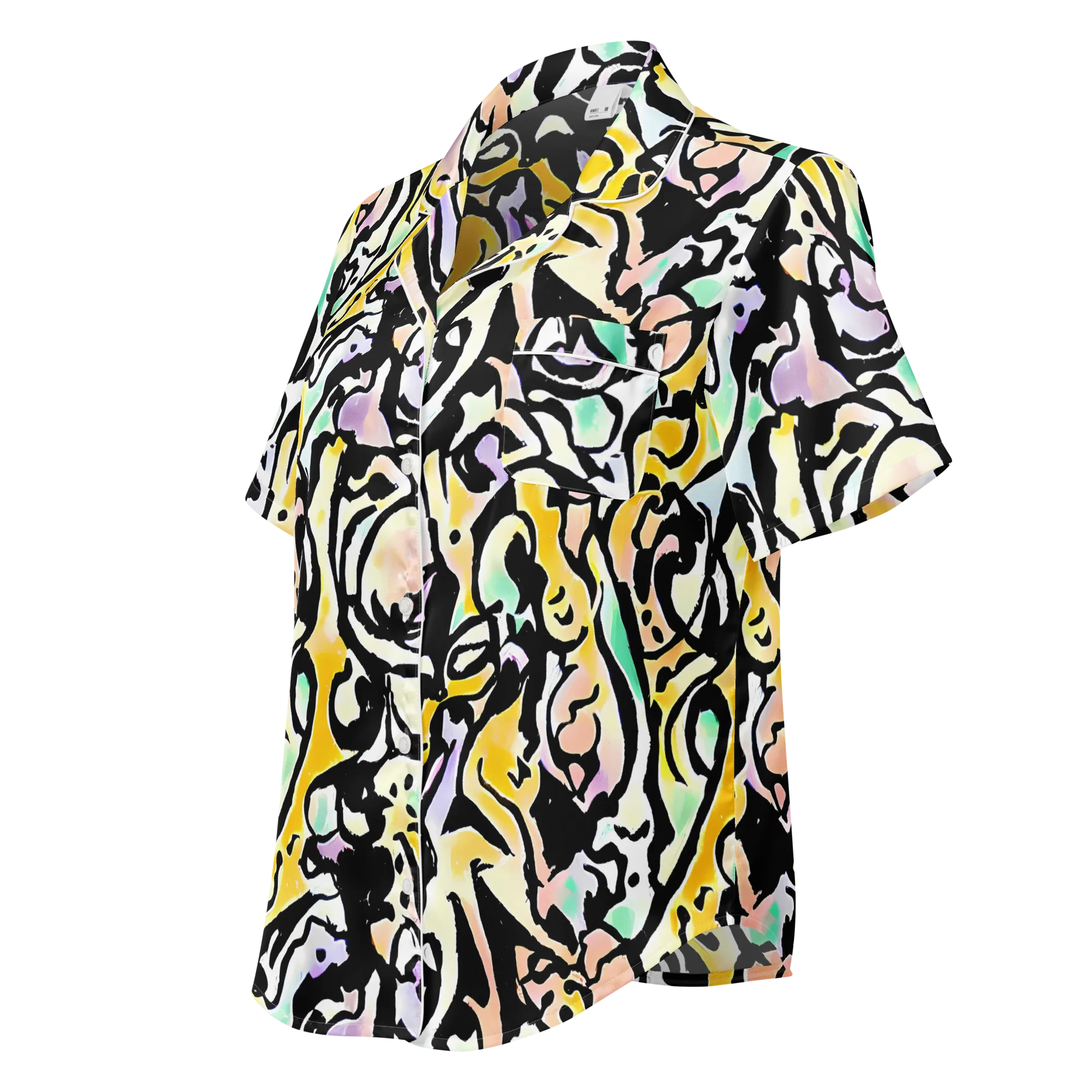 Pastel Ink Riot on Women's Short Sleeve Pajama Top — Left Front