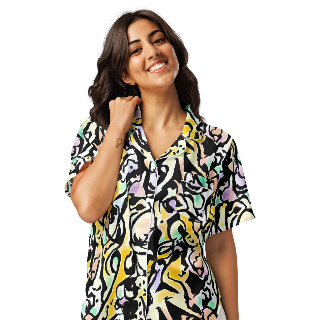 Pastel Ink Riot on Women's Short Sleeve Pajama Top — Front