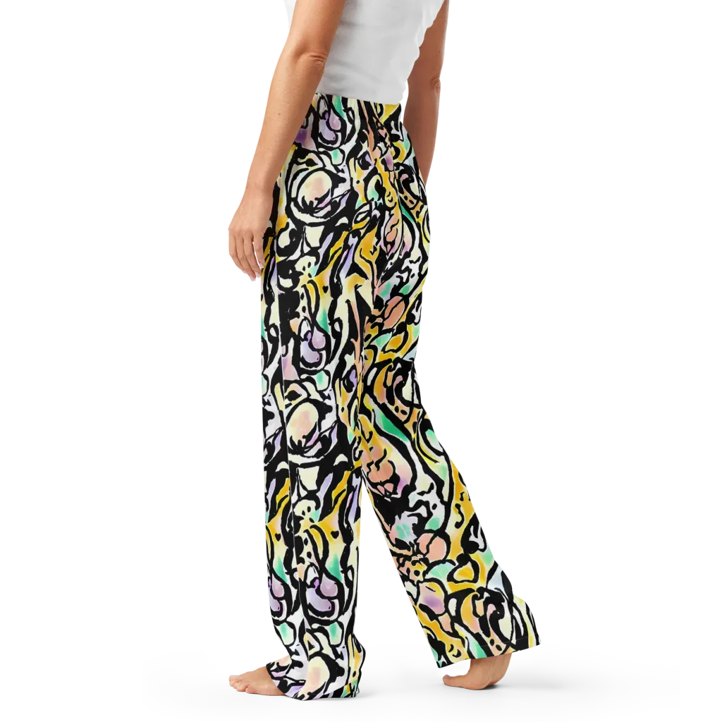 Pastel Ink Riot on Women's Pajama Pants — Left