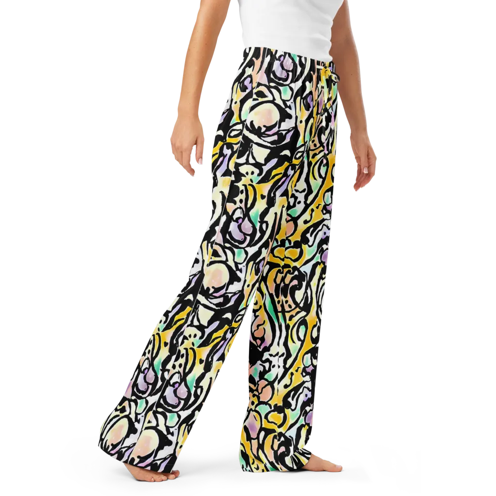 Pastel Ink Riot on Women's Pajama Pants — Right Front