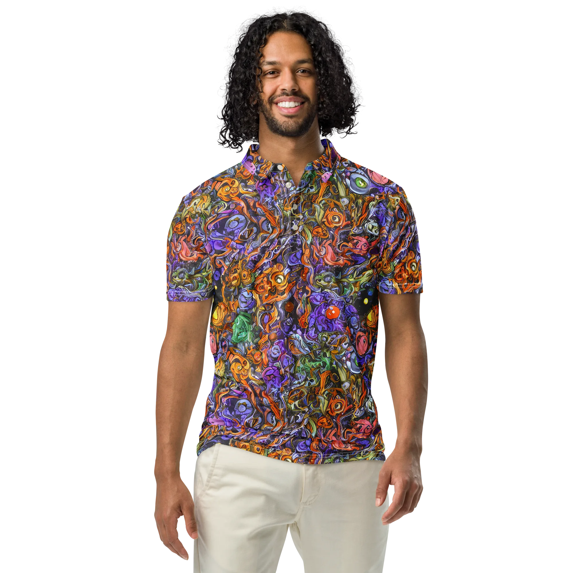 Chromatic Beasts on Men's Slim Fit Polo Shirt — Front