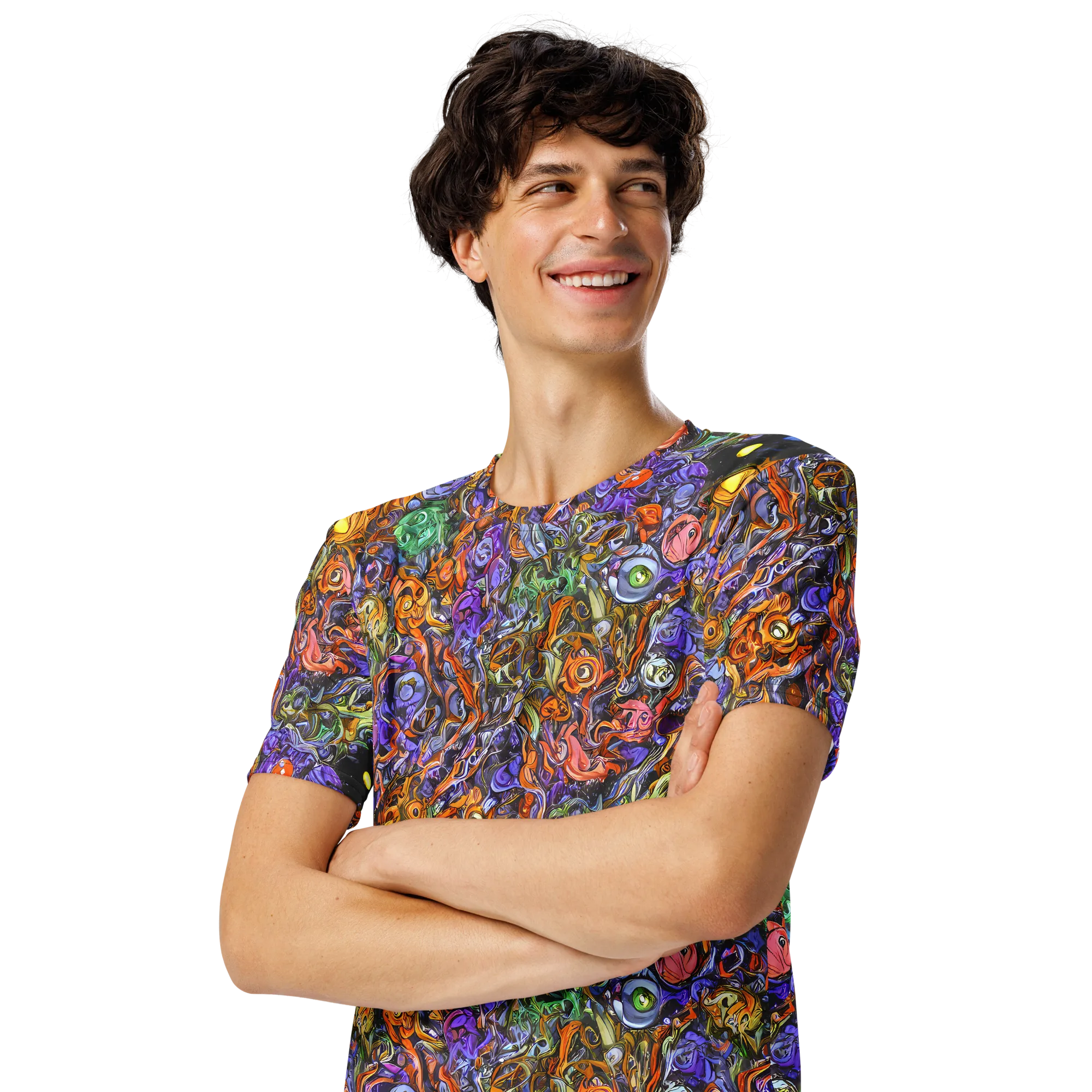 Chromatic Beasts on Men's Crew Neck T-Shirt — Left Front