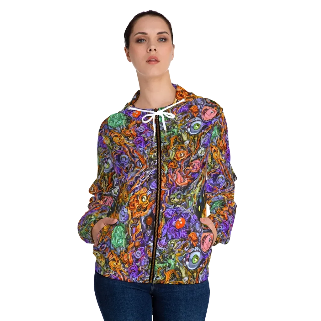 Chromatic Beasts on Women's Full-Zip Hoodie — Front On Person