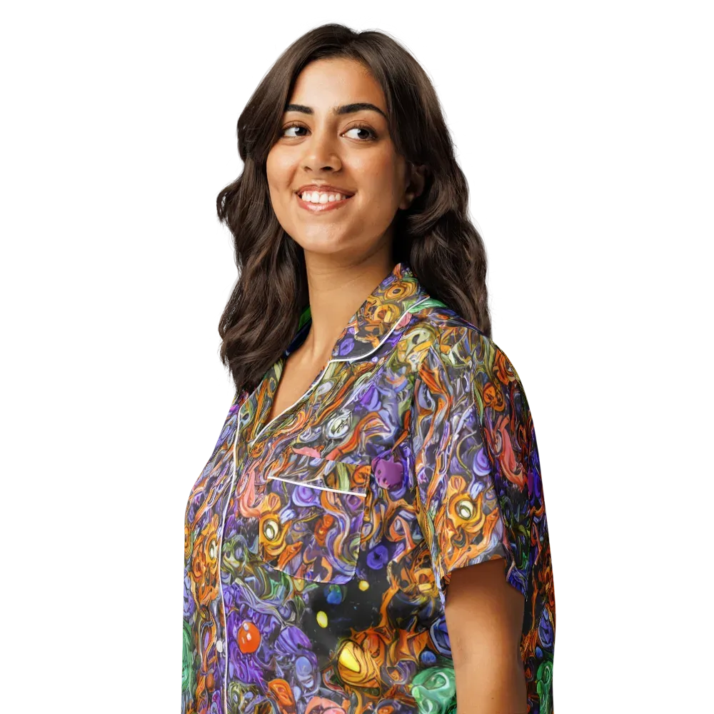 Chromatic Beasts on Women's Short Sleeve Pajama Top — Left Front