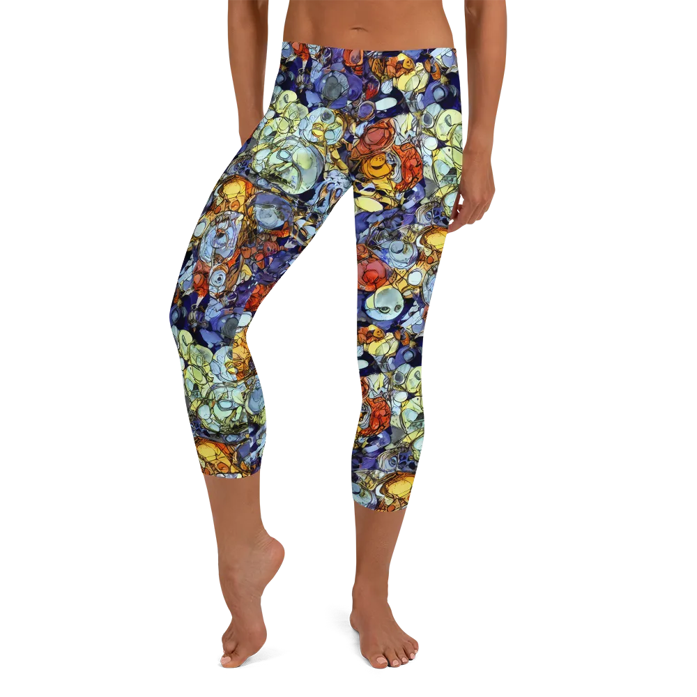 Saffron Garden on Capri Leggings — Front