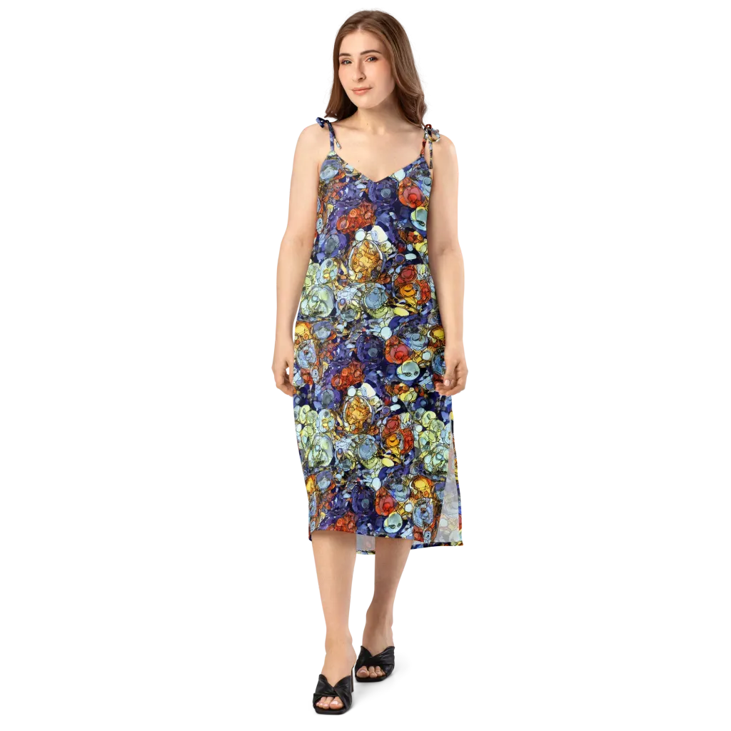 Saffron Garden on Slip Dress — Front