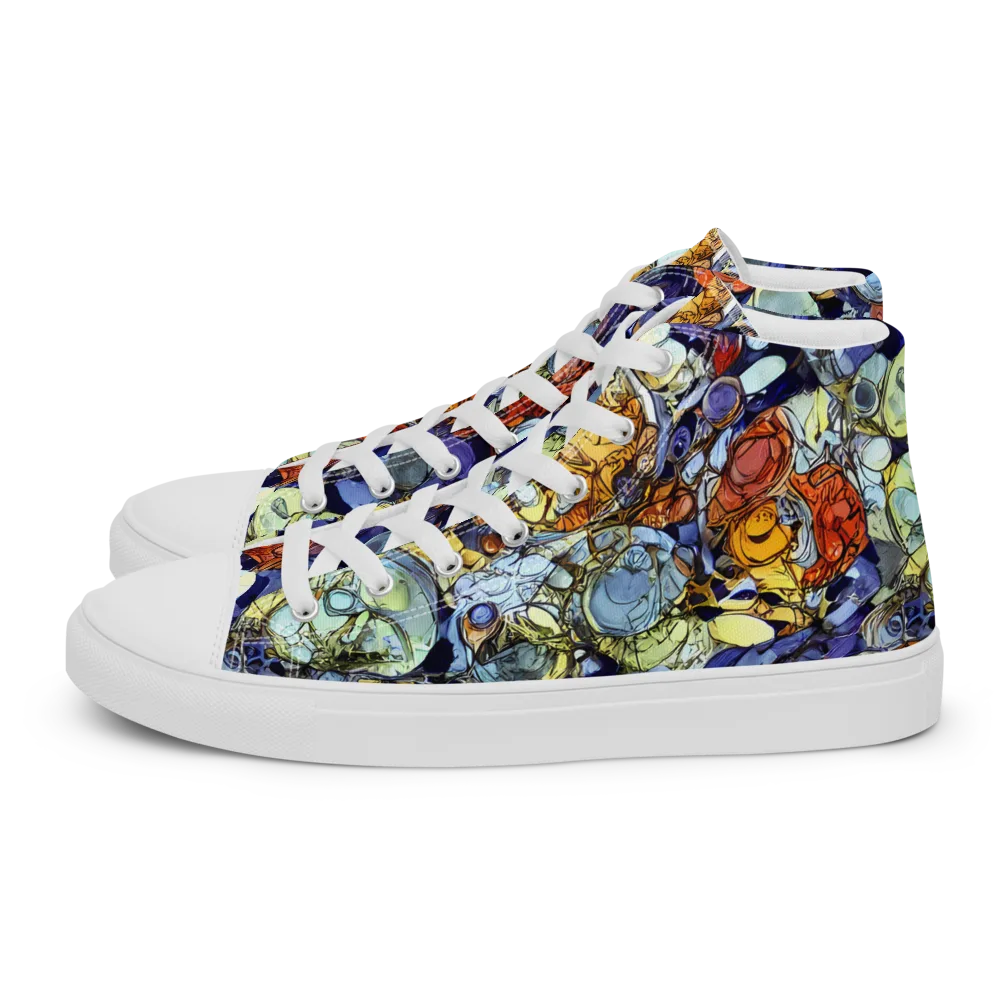 Saffron Garden on Men's High Top Canvas Shoes — Left