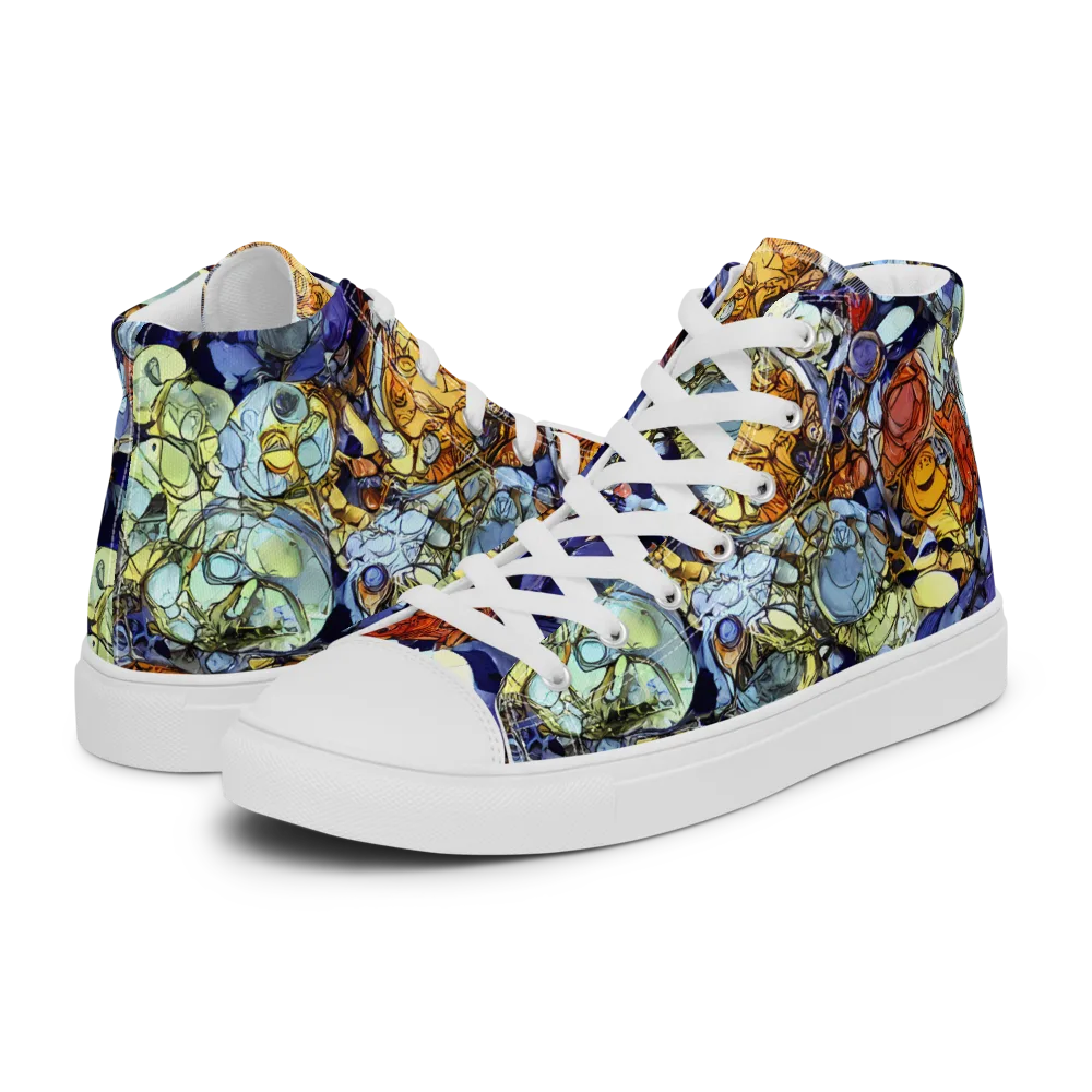 Saffron Garden on Men's High Top Canvas Shoes — Left