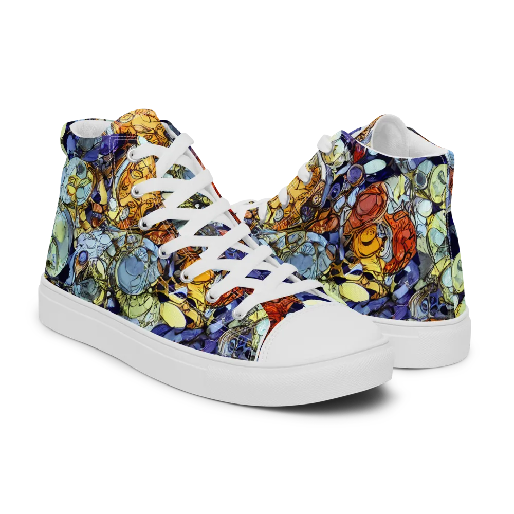 Saffron Garden on Men's High Top Canvas Shoes — Right