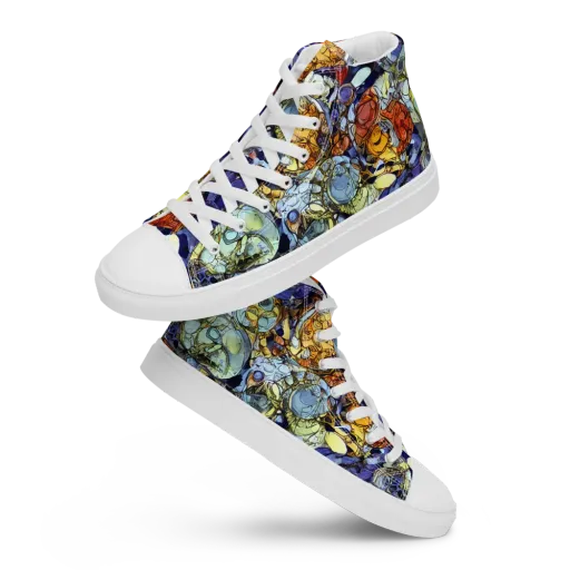 Saffron Garden on a Men's High Top Canvas Shoes