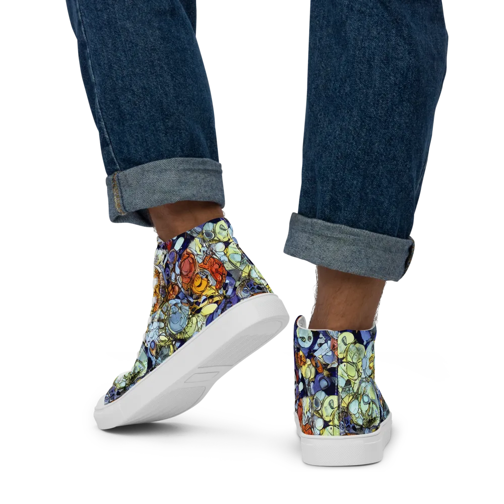 Saffron Garden on Men's High Top Canvas Shoes — Back