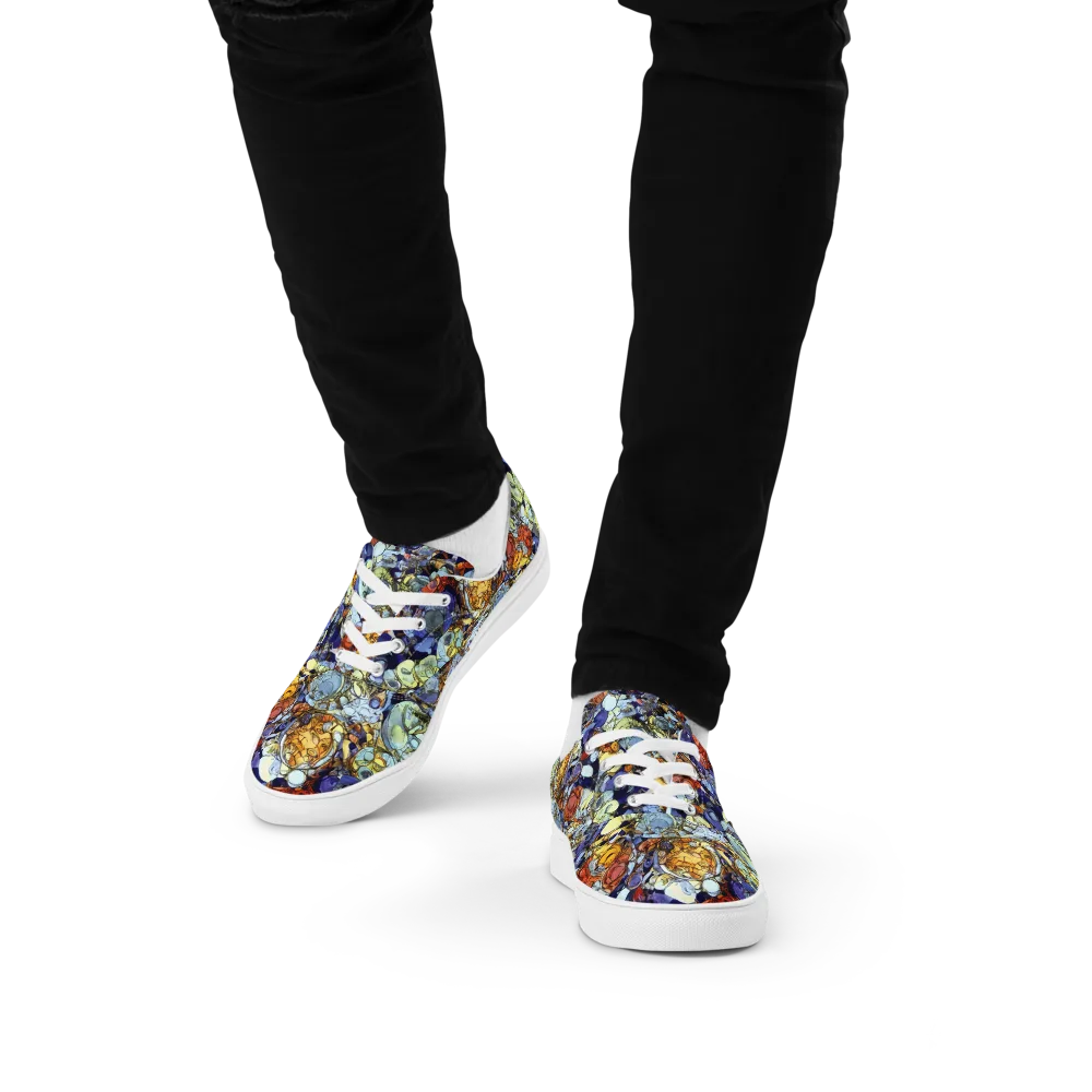 Saffron Garden on Men's Lace-Up Canvas Shoes — Front