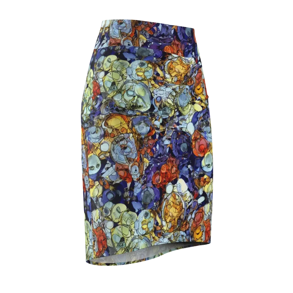 Saffron Garden on Pencil Skirt — Front Side