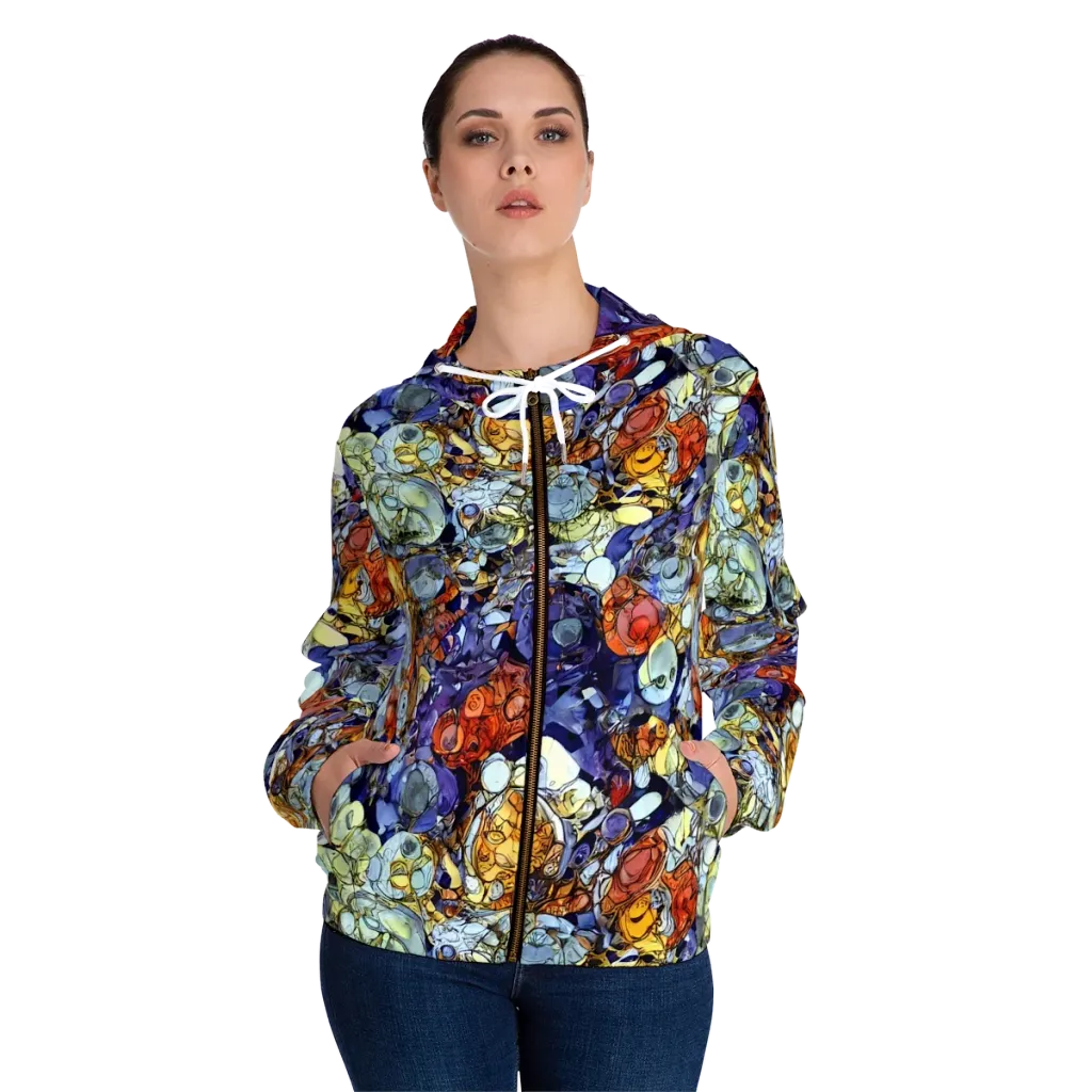 Saffron Garden on Women's Full-Zip Hoodie — Front On Person