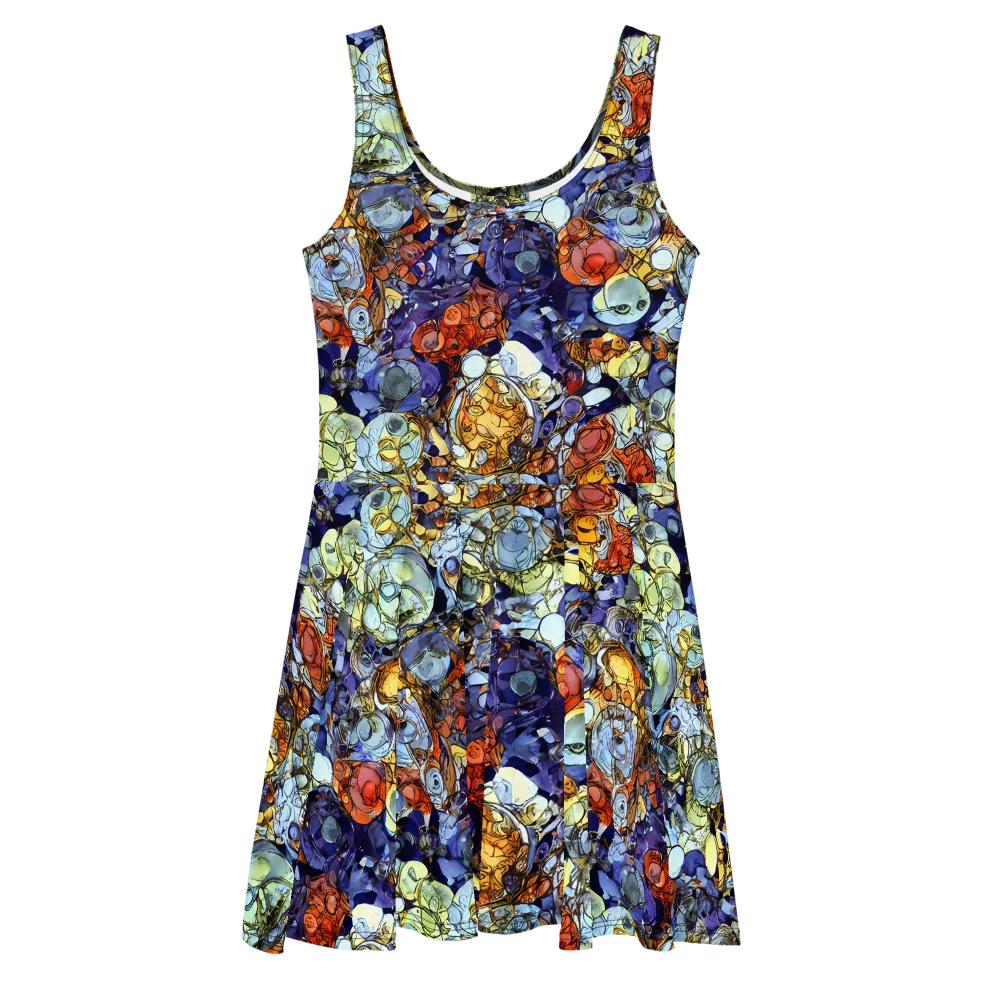 Saffron Garden on Skater Dress — Front