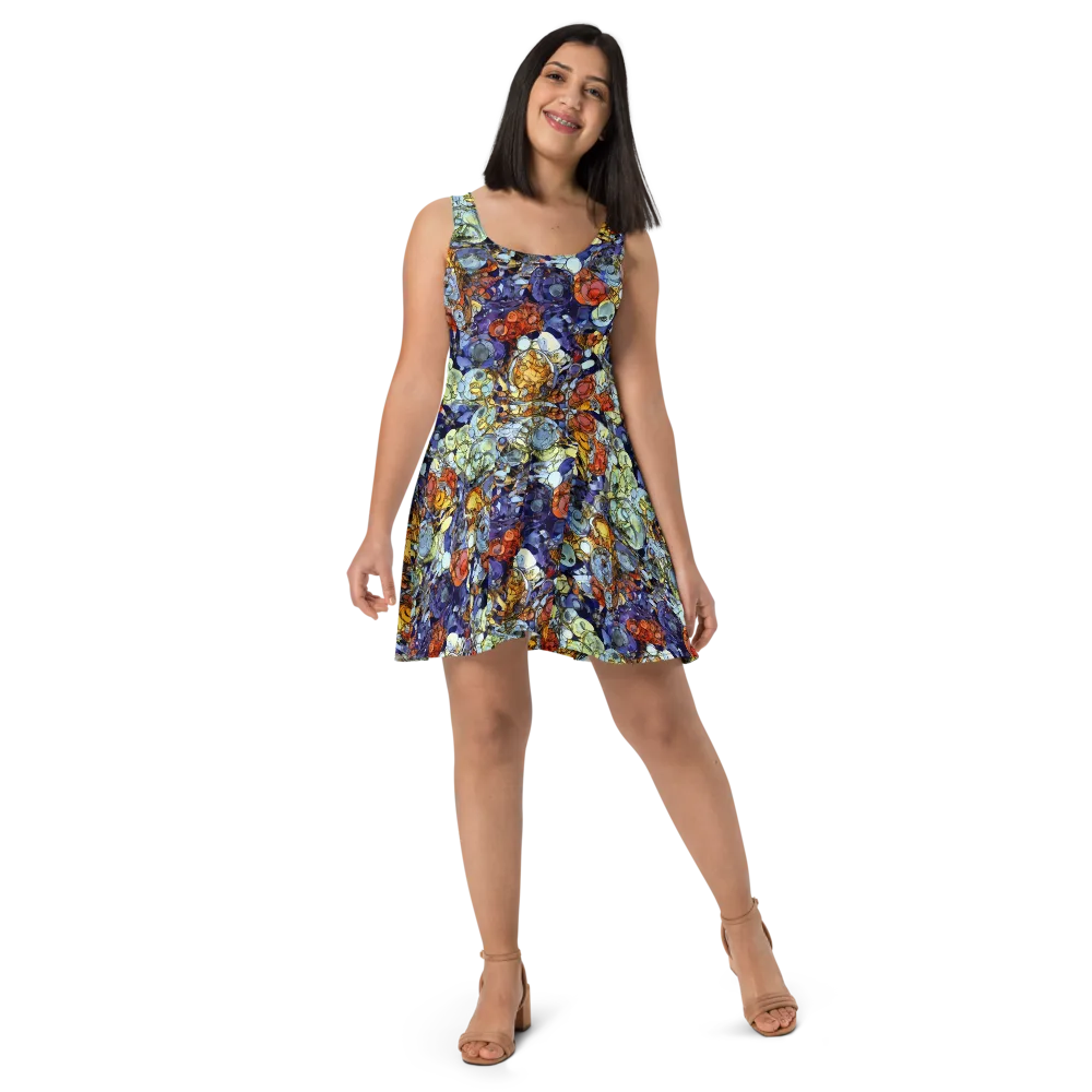 Saffron Garden on Skater Dress — Front