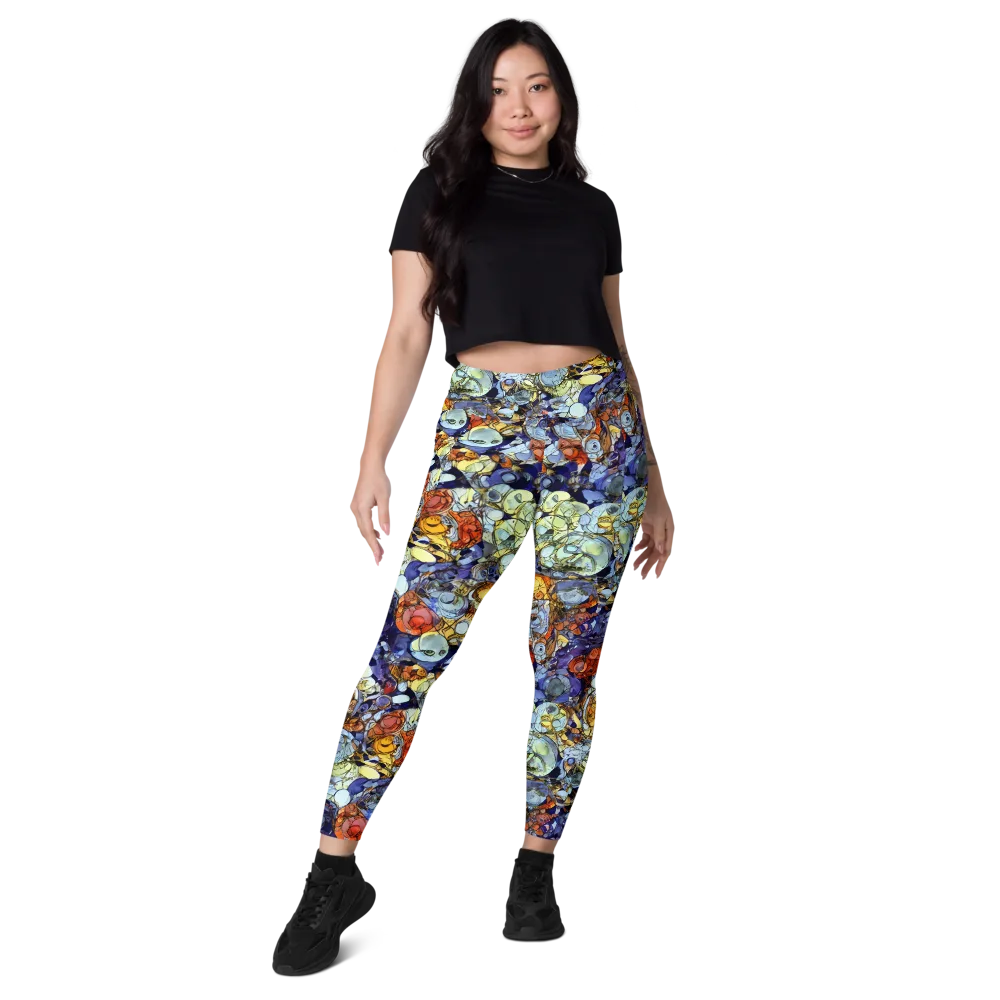 Saffron Garden on Leggings with Pockets — Front