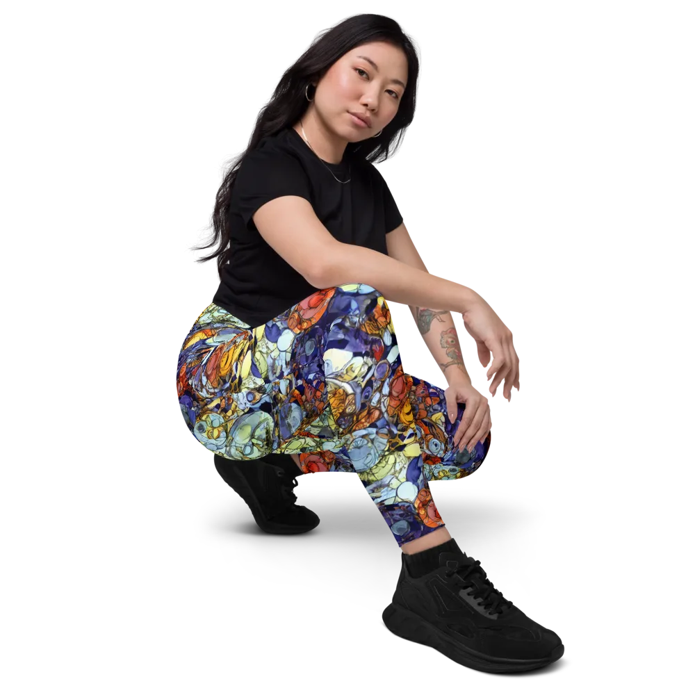 Saffron Garden on Leggings with Pockets — Right Front