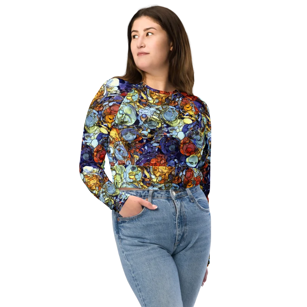 Saffron Garden on Long Sleeve Crop Top — Front