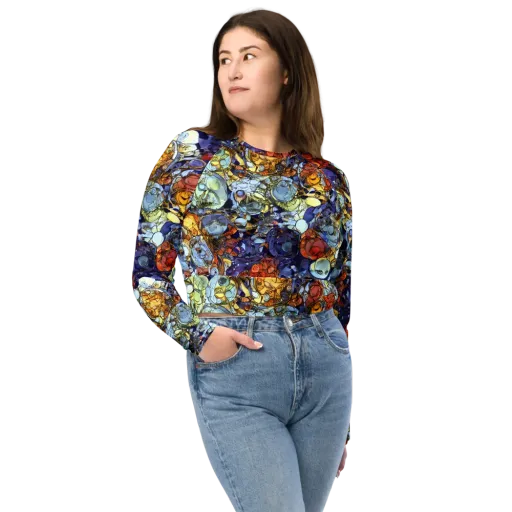 Saffron Garden on a Long Sleeve Crop Top