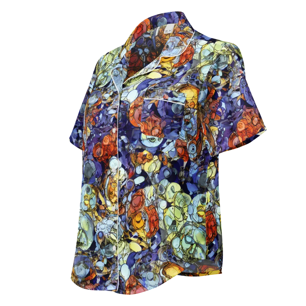 Saffron Garden on Women's Short Sleeve Pajama Top — Left Front