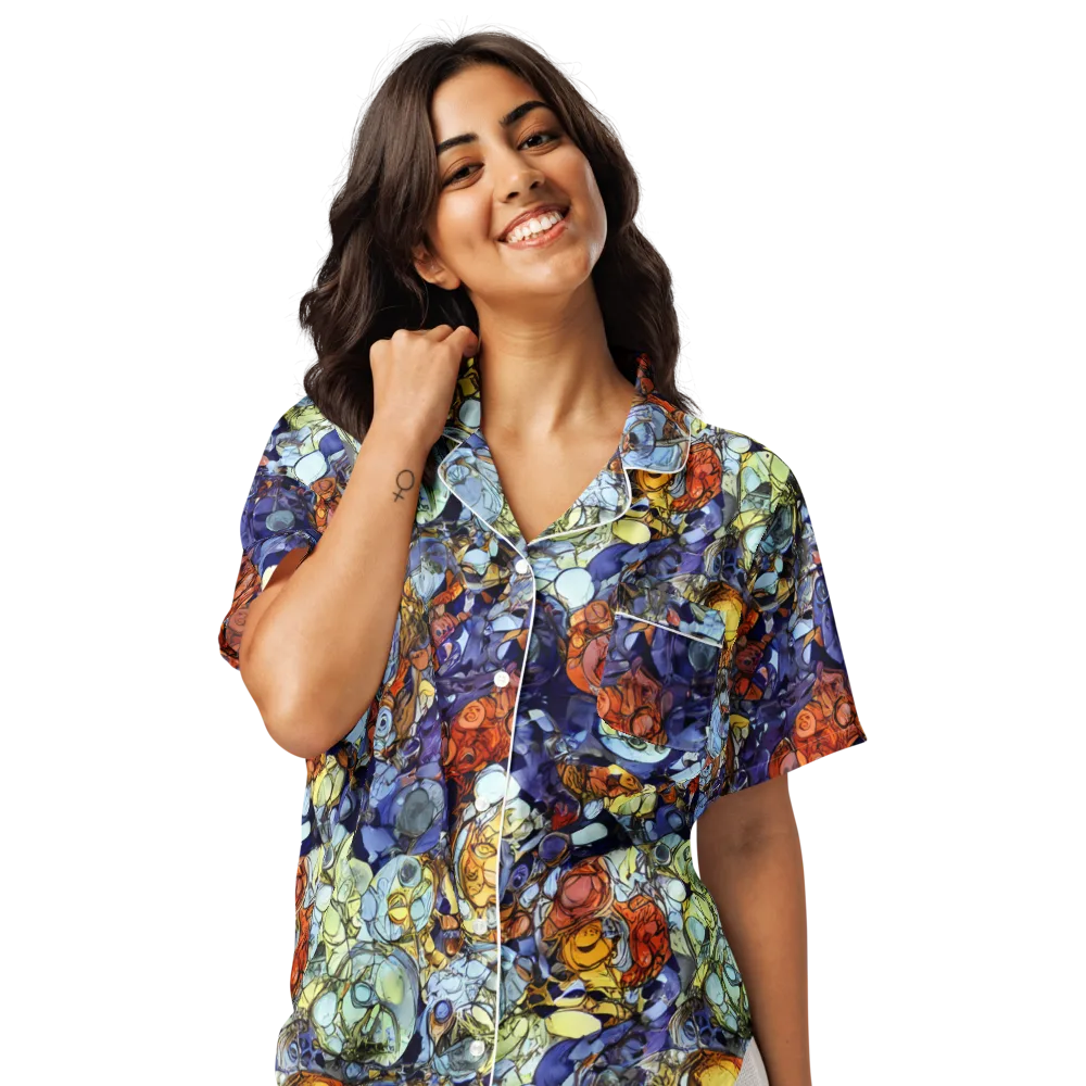 Saffron Garden on Women's Short Sleeve Pajama Top — Front