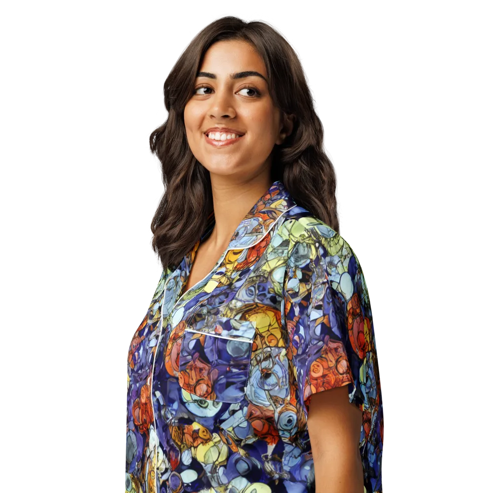 Saffron Garden on Women's Short Sleeve Pajama Top — Left Front