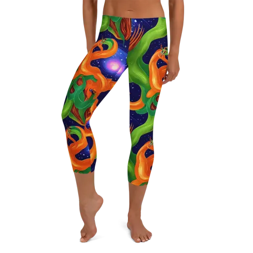 Cosmic Aviary on a Capri Leggings
