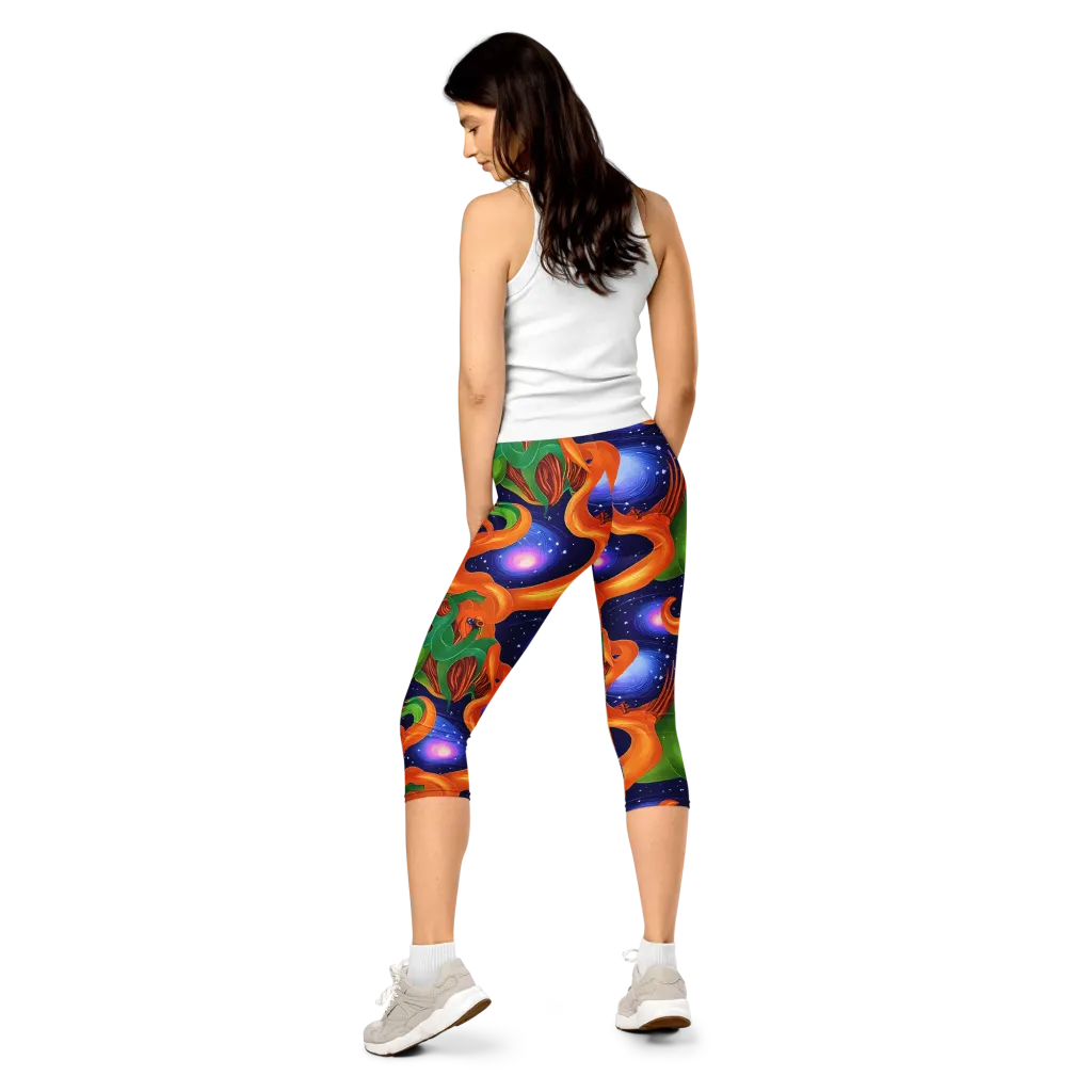 Cosmic Aviary on Capri Leggings — Back