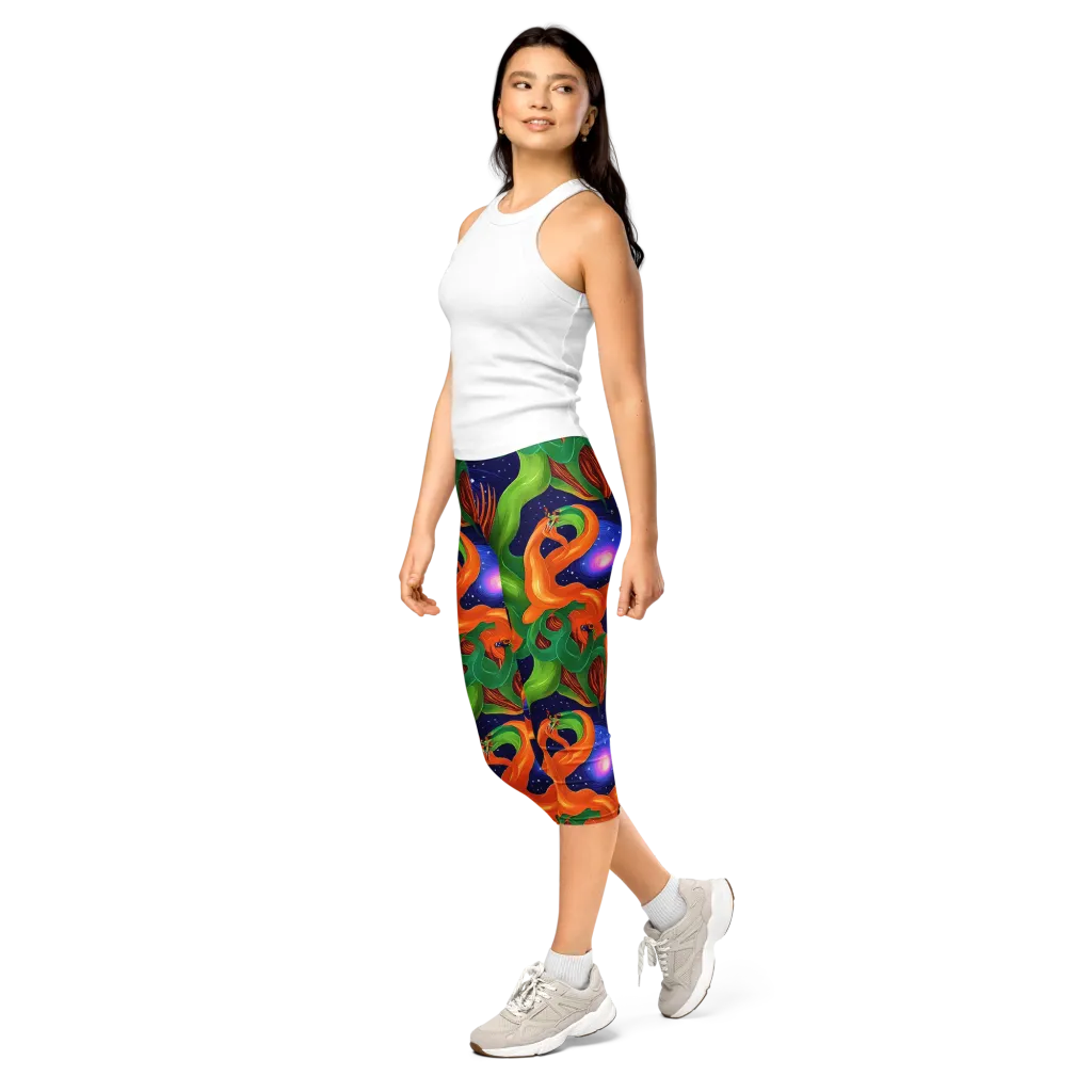 Cosmic Aviary on Capri Leggings — Left Front