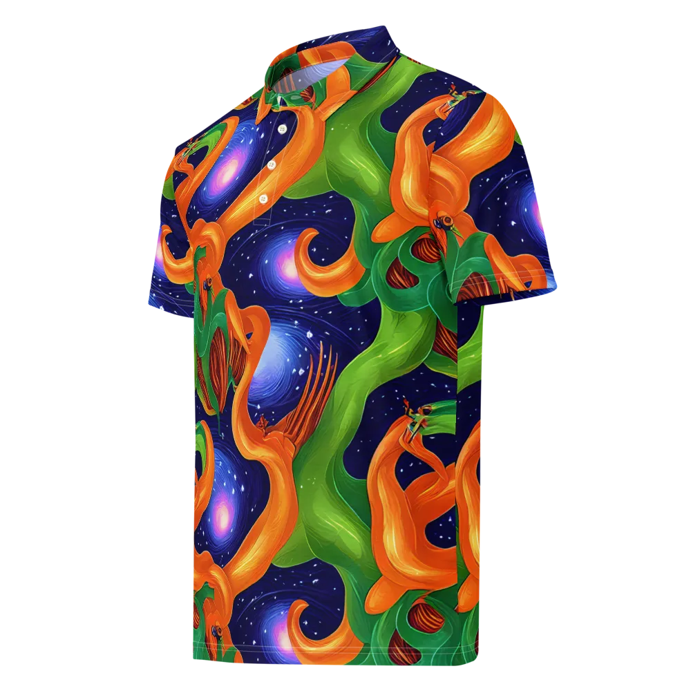 Cosmic Aviary on Men's Slim Fit Polo Shirt — Left Front