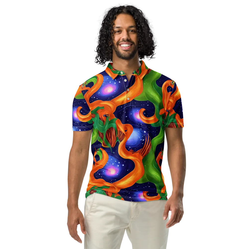 Cosmic Aviary on Men's Slim Fit Polo Shirt — Front