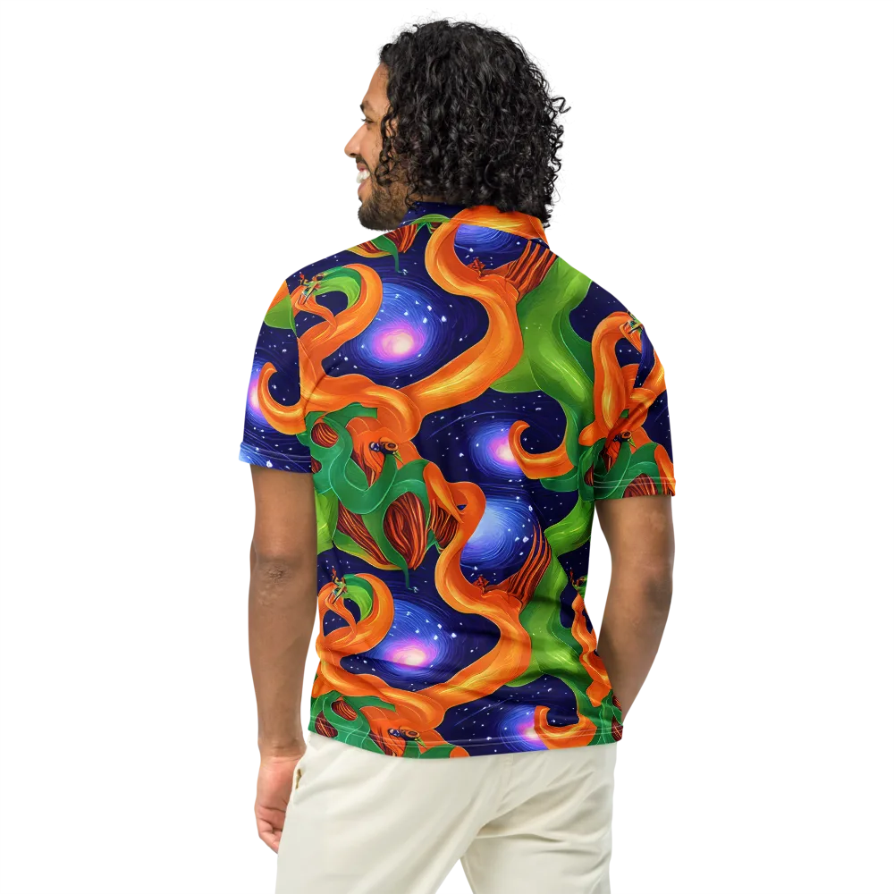 Cosmic Aviary on Men's Slim Fit Polo Shirt — Back