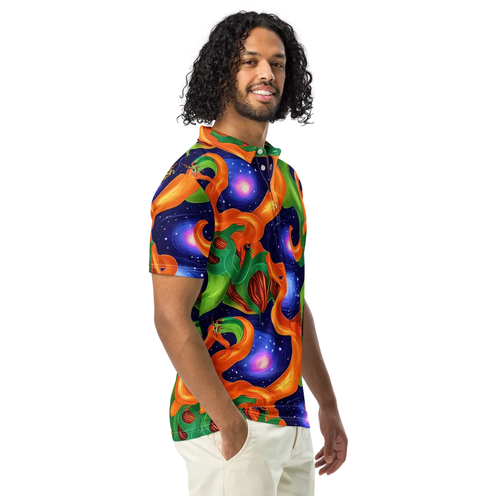 Cosmic Aviary on Men's Slim Fit Polo Shirt — Right Front