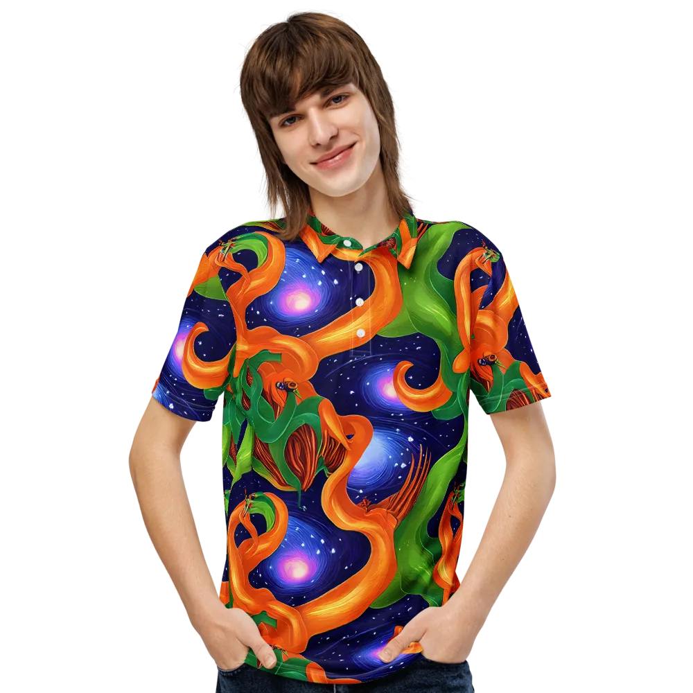 Cosmic Aviary on Men's Slim Fit Polo Shirt — Front
