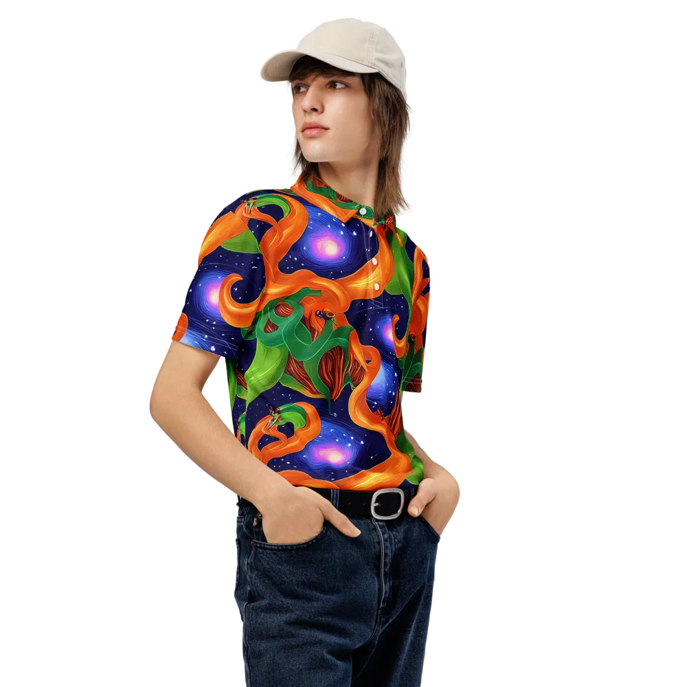 Cosmic Aviary on Men's Slim Fit Polo Shirt — Right Front