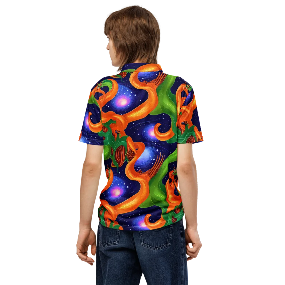 Cosmic Aviary on Men's Slim Fit Polo Shirt — Back