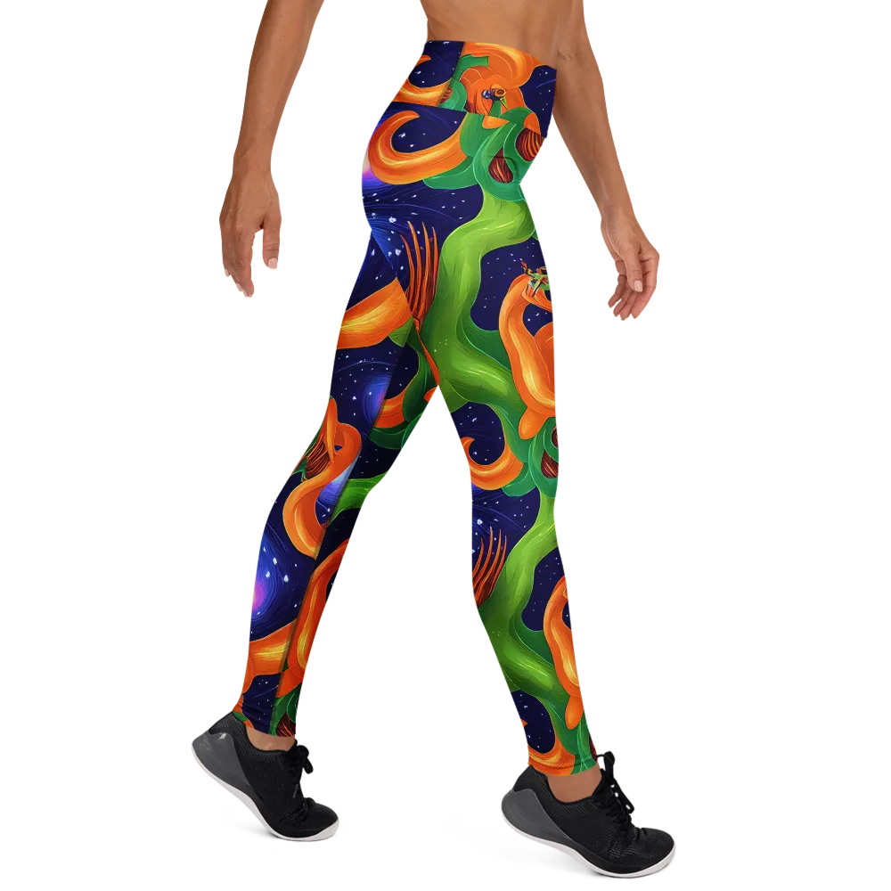 Cosmic Aviary on Yoga Leggings — Right